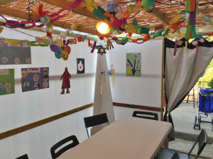 photo of the inside of our sukkah
